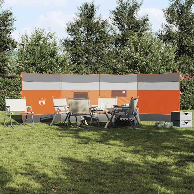 vidaXL - Windscherm - camping - waterdicht - 510x153 - cm - grijs - en - oranje