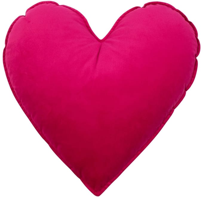 Hart Kussen Fluweel fuchsia 45cm