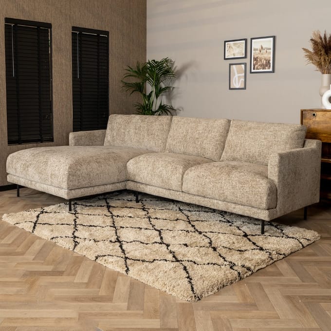 Bronx71® Hoekbank Denver taupe stof chenille links