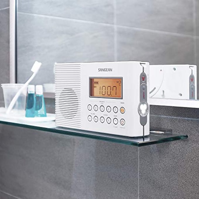 Waterproof Shower Radio with FM/AM and LED Lights