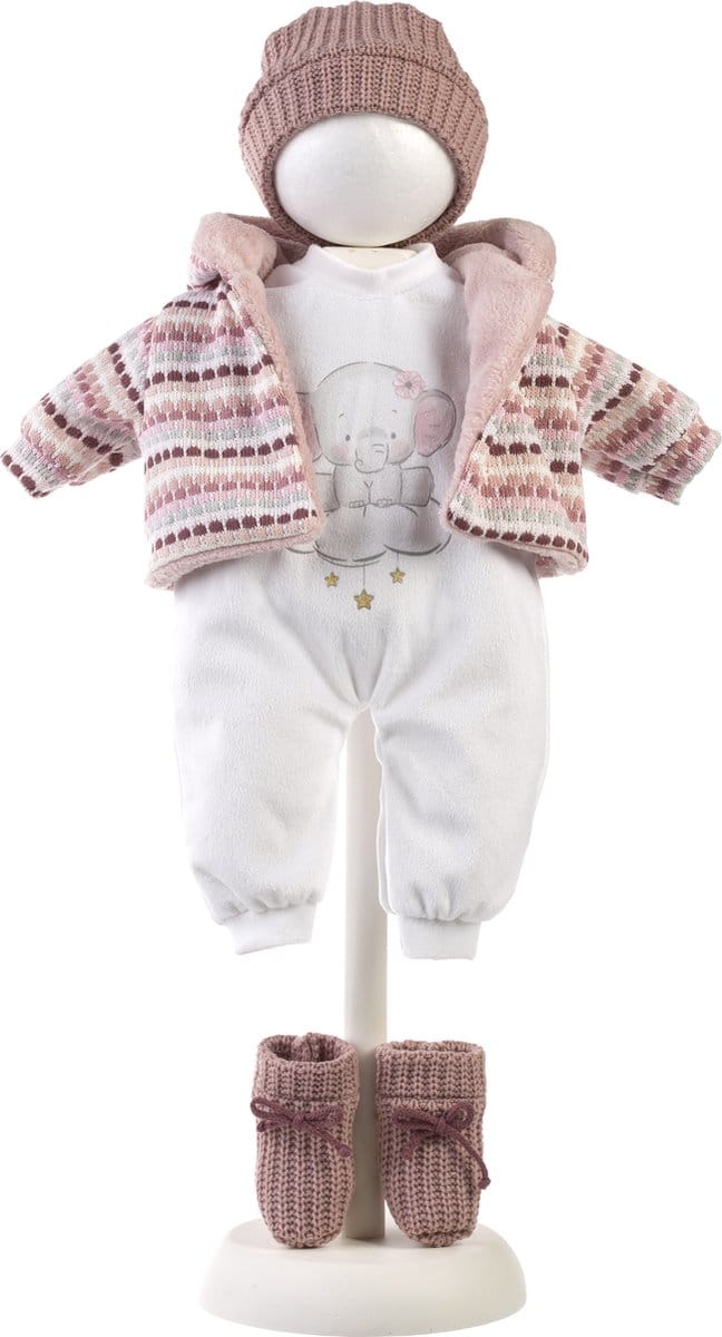 Llorens Baby poppenkledingset roze wit voor pop 40 t/m 42 cm
