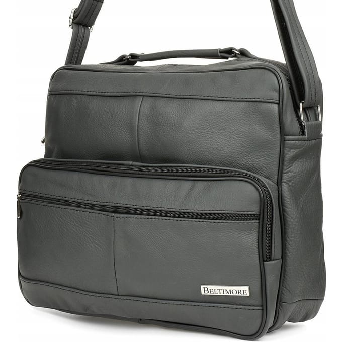 Grote Leren Herentas Werk School A4 Elegant Premium Beltimore Grijs