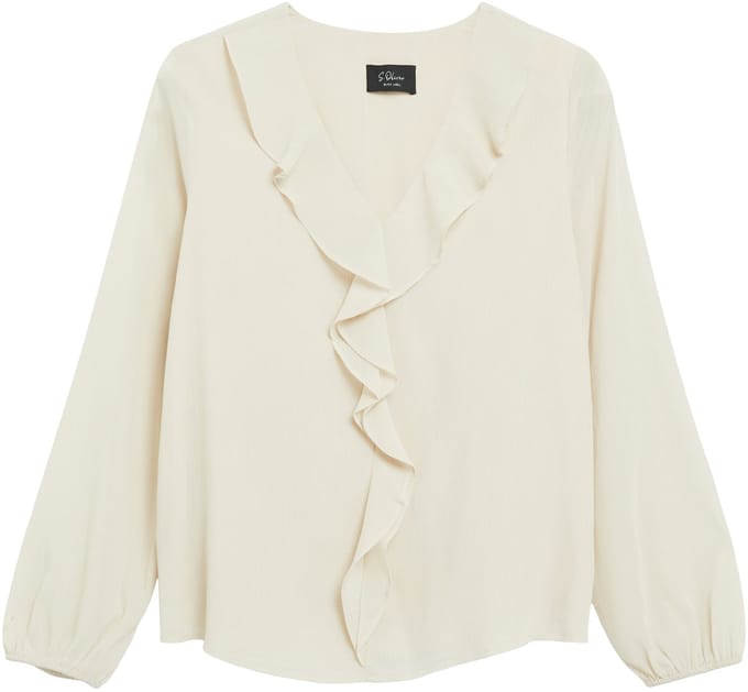 regular fit blouse met lange mouwen in crêpe-look
