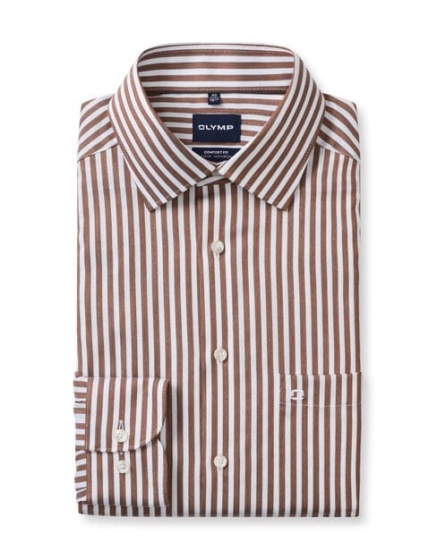 OLYMP Luxor Overhemd, Comfort Fit, New Kent, Nougat