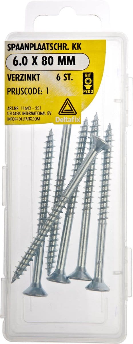 Spaanplaatschroeven Platkop Pozidriv Verzinkt 6.0x80mm