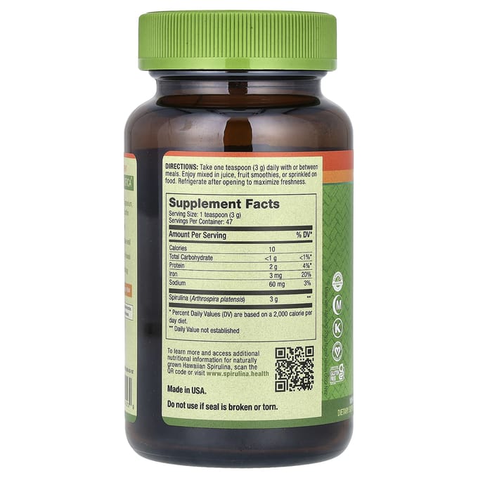 Pure Hawaiian Spirulina Poeder, 142 gram