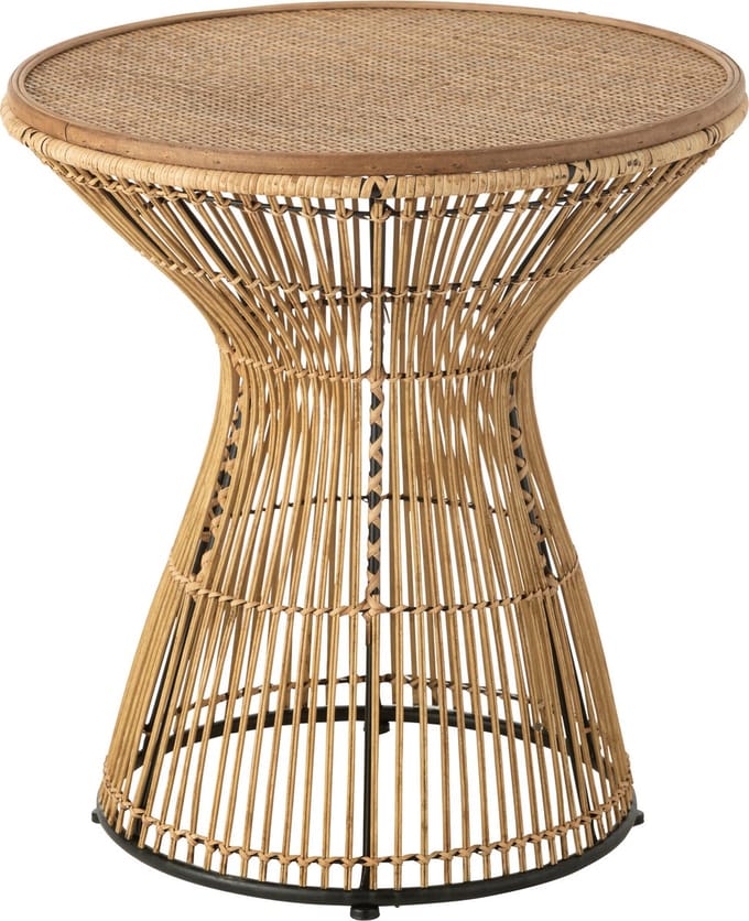 J-Line bijzettafel Rond Groeven - rotan - naturel