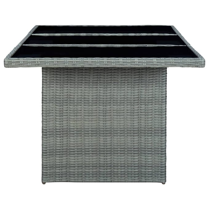 vidaXL - Tuintafel - poly - rattan - en - gehard - glas - lichtgrijs