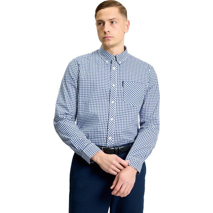 Ben Sherman Heren Signature Gingham Overhemd met Lange Mouwen (Donkerblauw)