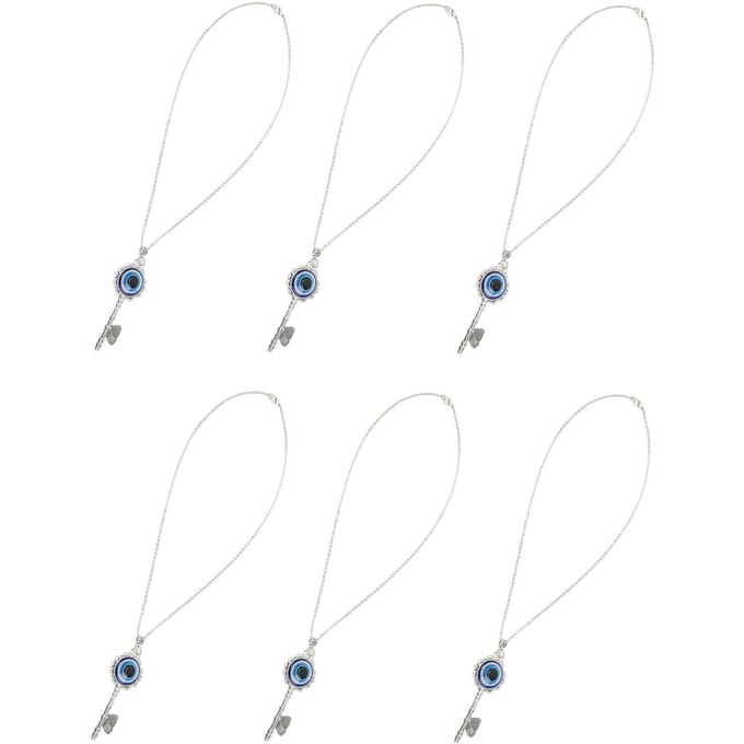 6 STUKS Boze Oog Ketting Sleutelvorm Goede Geluk Blauw Oog Ketting Elegant Charmant Legeringen Glas white
