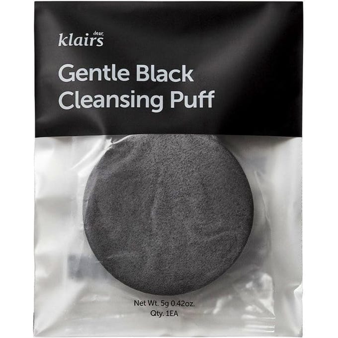 Cher, Klairs, Gentle Black Cleansing Puff, 1 Puff white