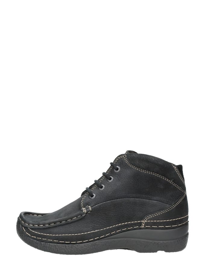 Wolky Dames Hoge veterschoenen 06242 Roll Shoot Zwart