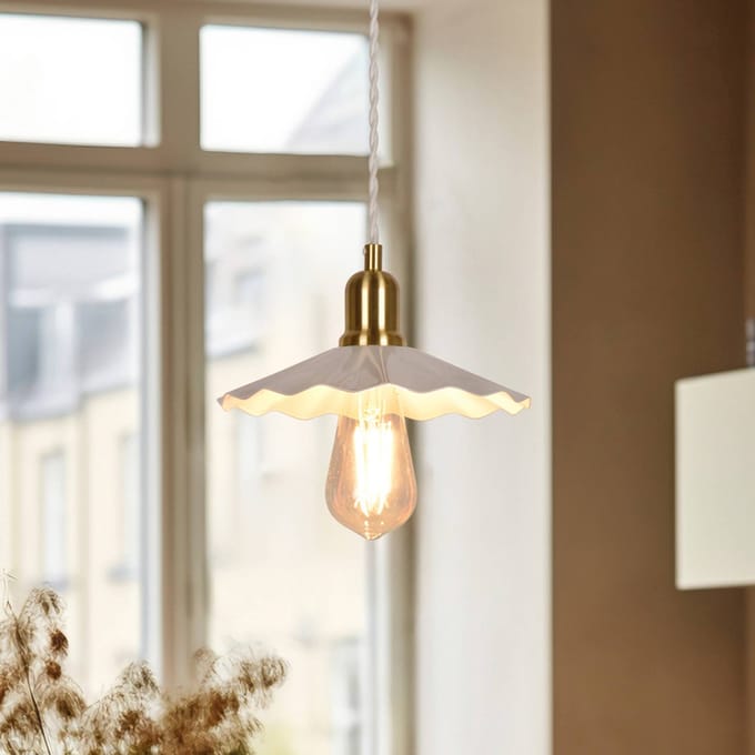 COREP Hanglamp Suzette, wit, Ø 22 cm, metaal