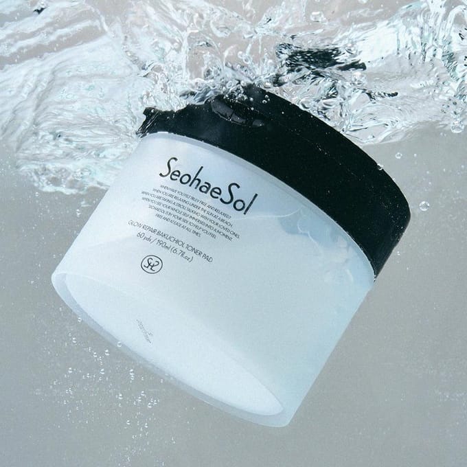 [SeohaeSol] Glow Repair Bakuchiol Toner Pad 190ml 60ST black