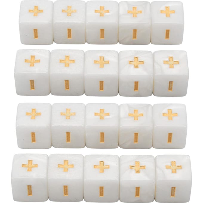 20 pcs Dés Math Signe Plus Moins 16mm Ensemble de Dés de Calcul d'Opération Mathématique pour l'Éducation Infantile white