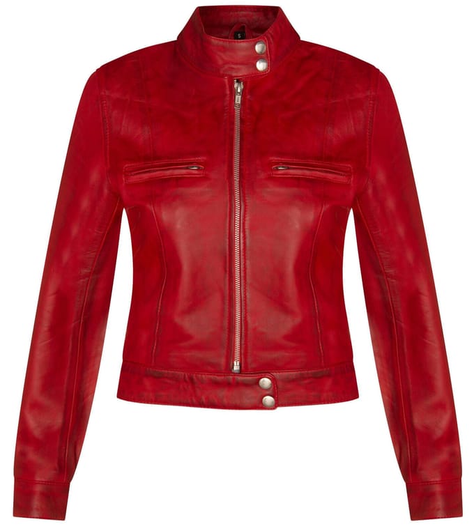 Dames effen leren motorbikerjack-Braga