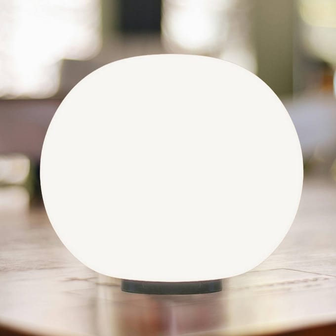 Casablanca tafellamp Acai, wit/zwart, glas, Ø 21 cm, E27
