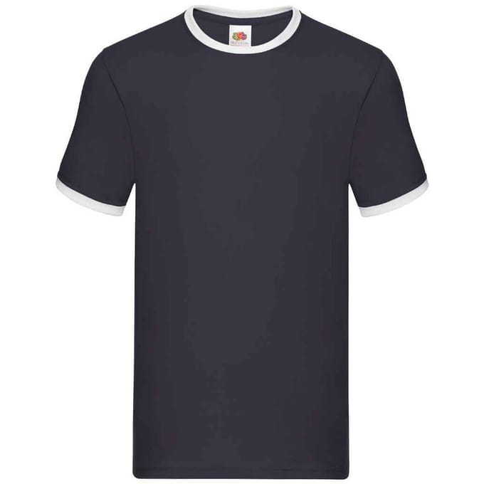 Fruit of the Loom Heren Ringer Contrast T-shirt (Marine / Wit)