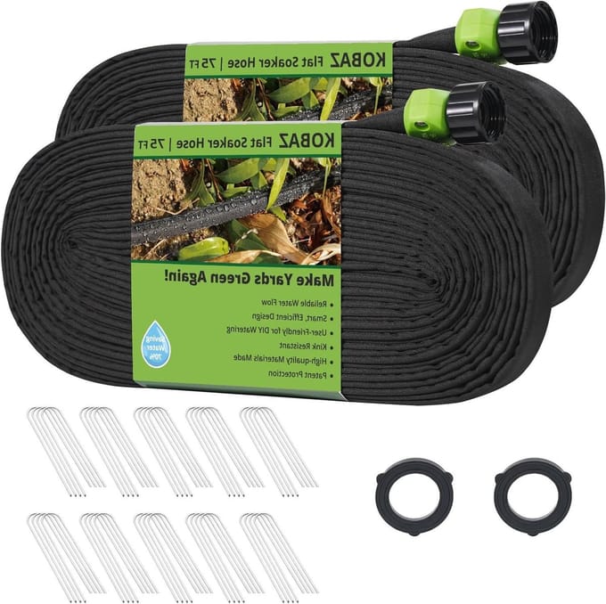 Platte soaker-slang - Druppelslang tuin - Efficiënt water geven - Bespaar 70% water - 457 meter - Zwart