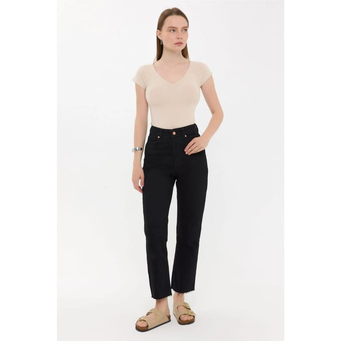 Basis Cap-Sleeve V-Hals T-shirt
