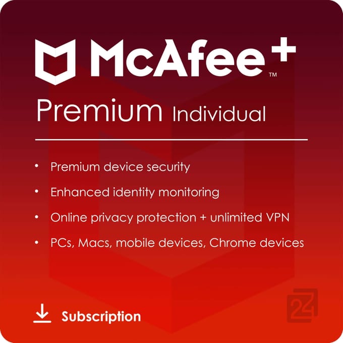 McAfee+ Premium Individual Onbeperkt Aantal Apparaten / 1 Jaar