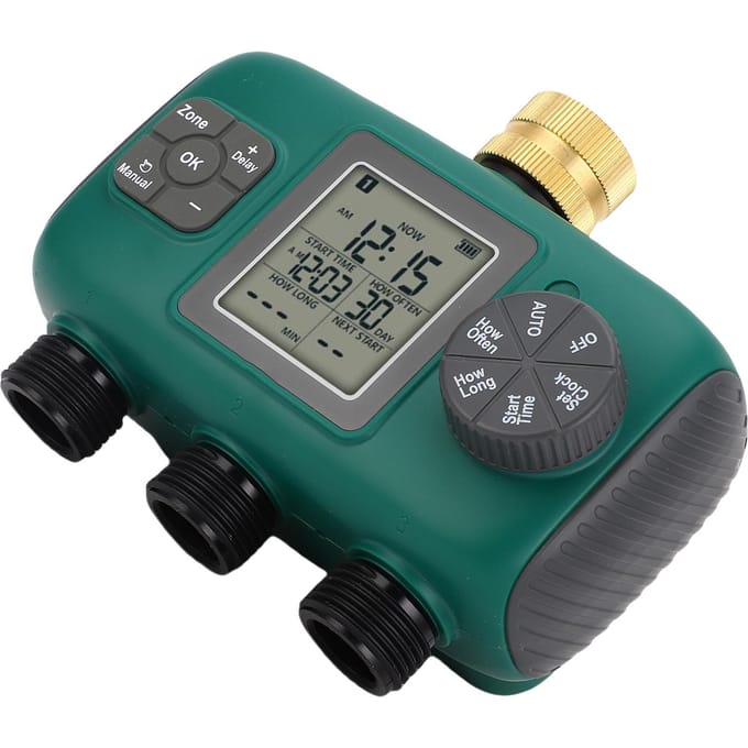 3-Uitgang Sprinkler Timer Messing Poort Waterdicht LCD-Display Besproeiingstimer Irrigatiecontroller gray