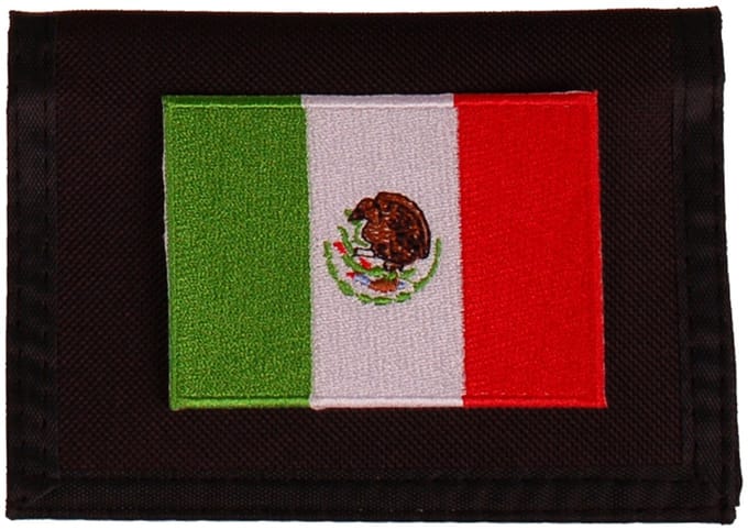 Portemonnee zwart 14x10cm - Vlag Mexico - 8x6cm