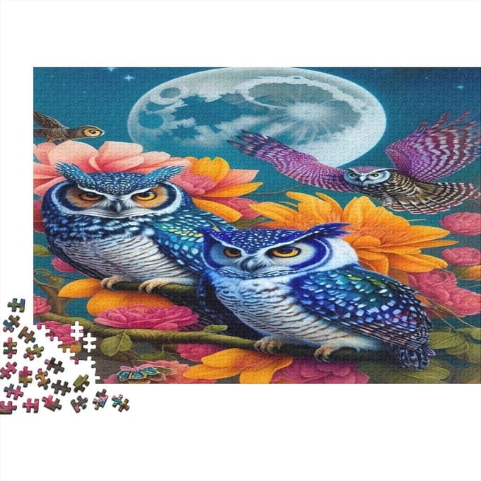 Houten Puzzel - Legpuzzel Dieren - Ontspanning Thuis - Unieke Vormen - 75 x 50 cm - Multicolor