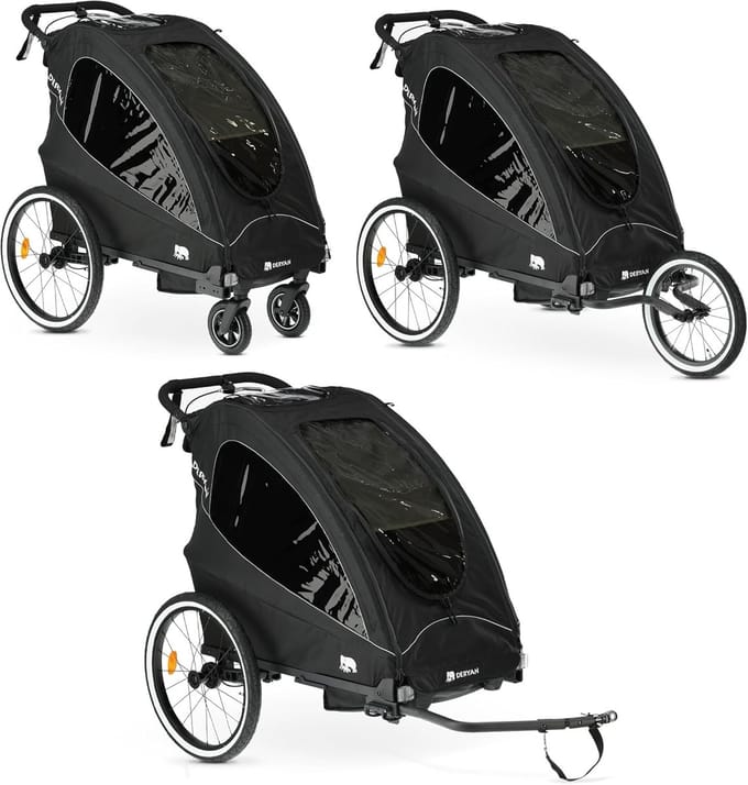 Fietskar Kinderwagen - Jogger Buggy - Actief Gezin - 3-in-1 Multifunctioneel - 2 Zitplaatsen - Zwart
