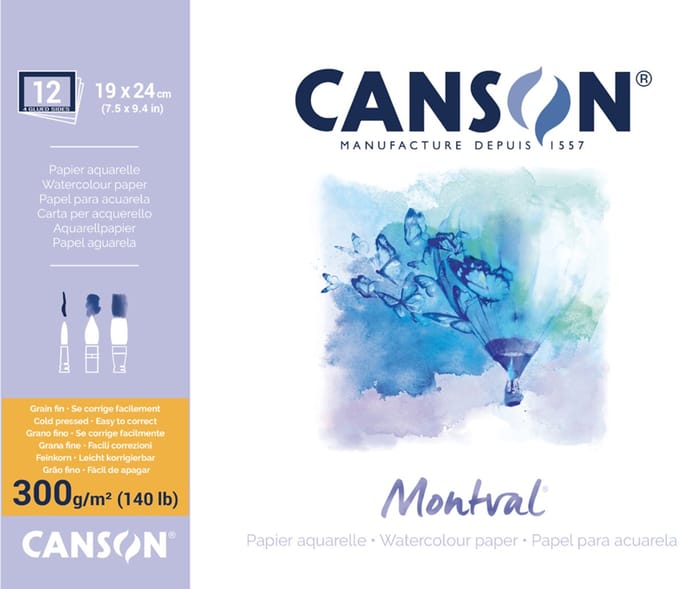 Canson Aquarelpapierblok 'Montval', omlopend verlijmd, 30x40 cm.