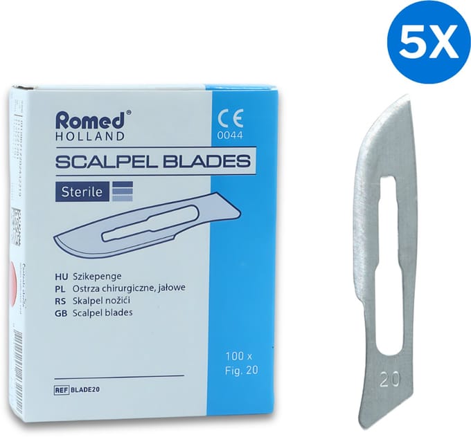 Romed scalpelmesjes nr. 20 steriel - Set van 5 doosjes Romed