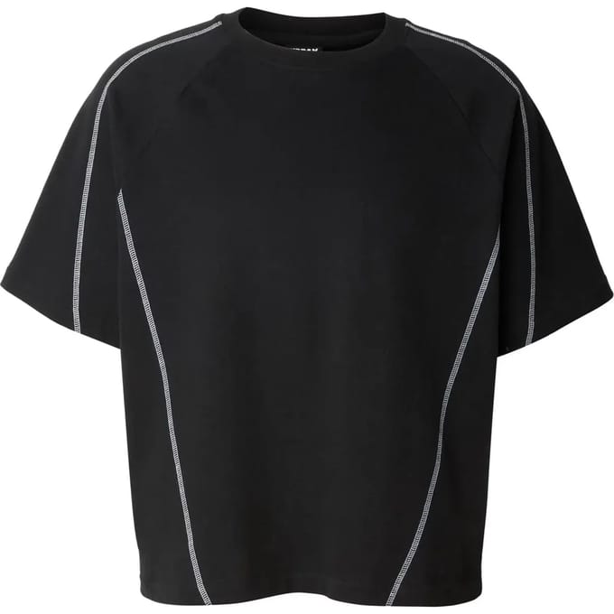 Urban Classics - Contrast Seam Peached Heavy Heren Tshirt - S - Zwart