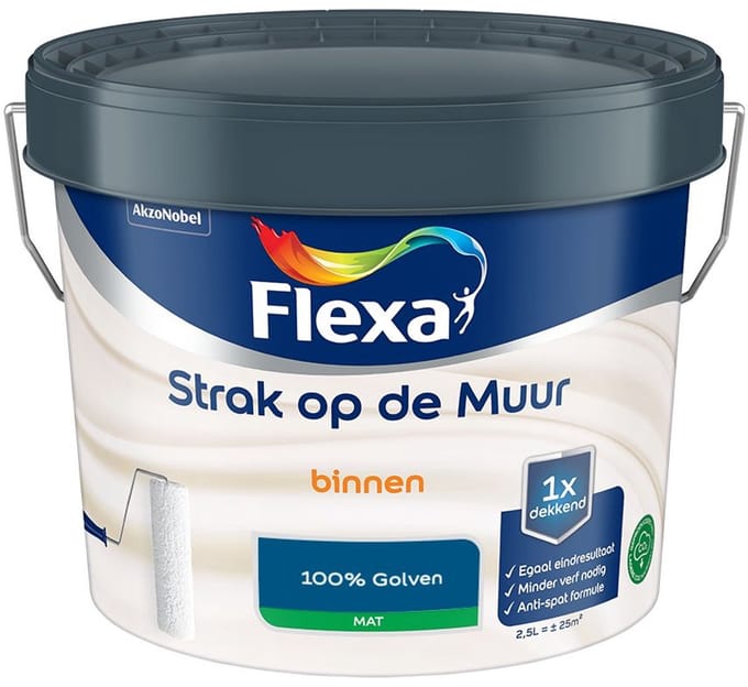 Flexa - Strak Op De Muur Binnen Mat - 100% Golven - Mengverf - 2,5 L