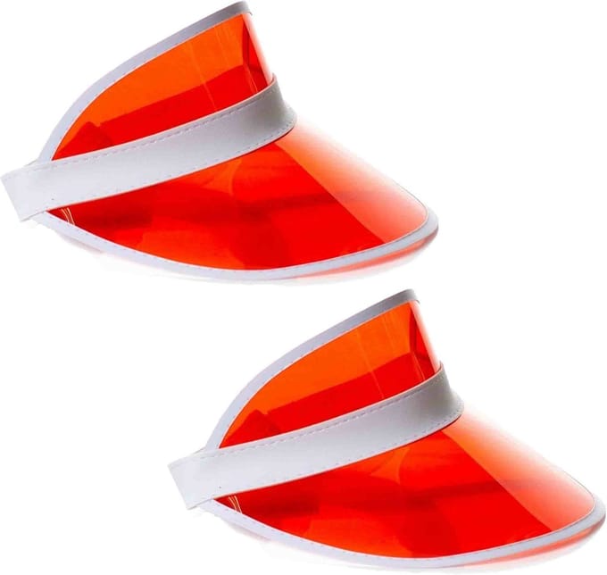 Partychimp Jaren 80 transparante zonnkleppen - 2x stuks - Rood