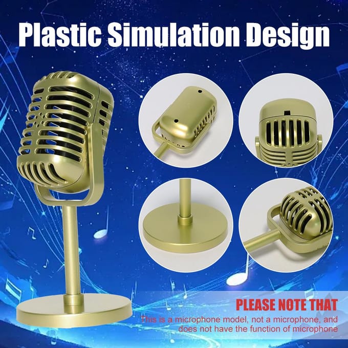Retro Microfoon Requisiet Klassieke Plastic Microfoon Feestartikelen Live Optreden Huisdecoratie Ornamenten goud