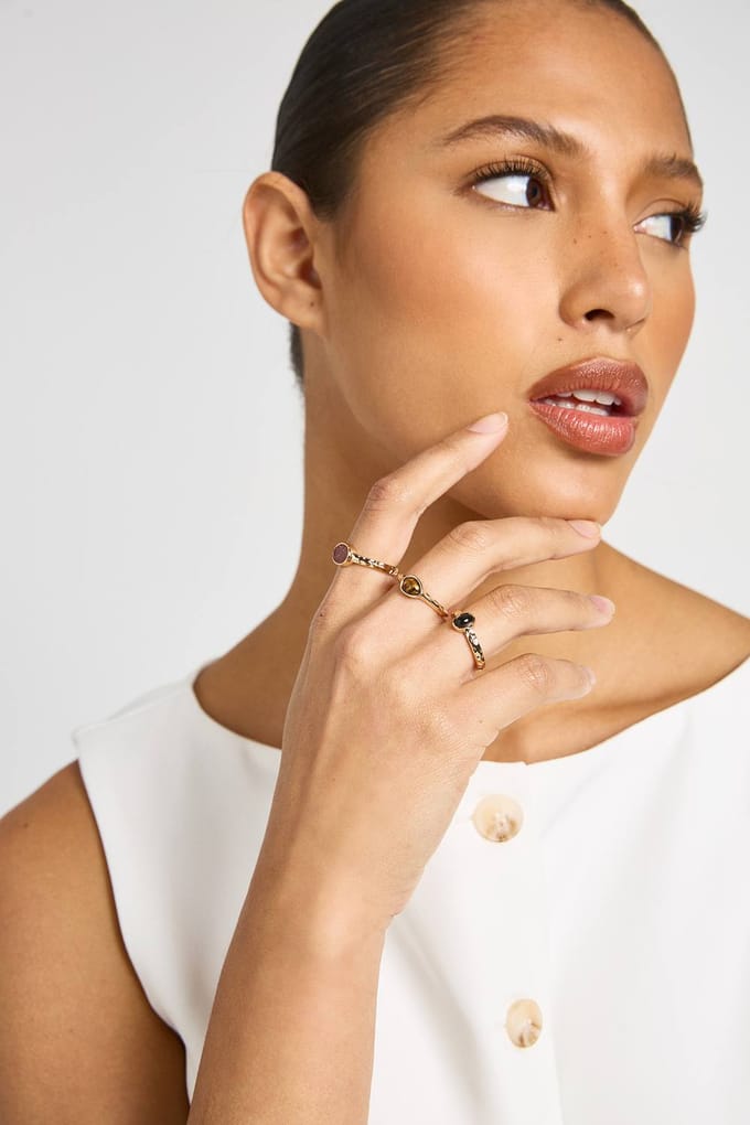 boohoo Dames Ringen Met Steendetail 3-pack | Goud | Maat: Small/Medium