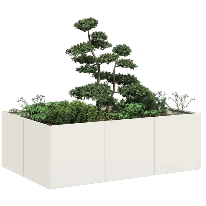 vidaXL - Plantenbak - 120x80x40 - cm - staal - wit
