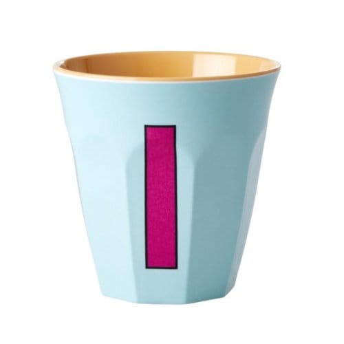 Rice melamine beker medium letter i mint