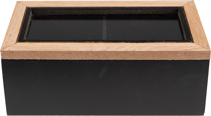 Clayre & Eef Theedoos 18x9x7 cm Zwart Bruin MDF