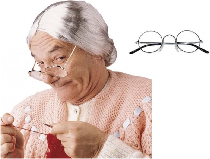Widmann - Oma Sarah carnaval verkleed set pruik en bril - 50 jaar pop