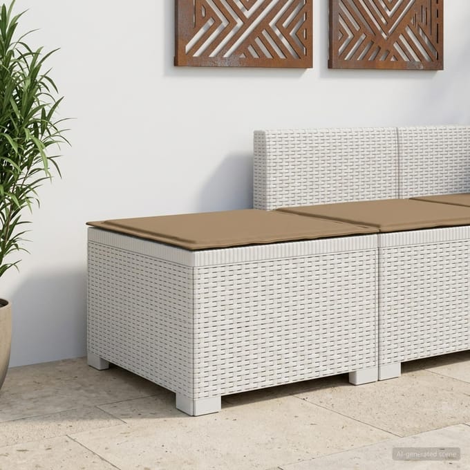 vidaXL - Eén-zits - Tuin - Sofa - met - Kussen - Rieten - Look - PP - Wit