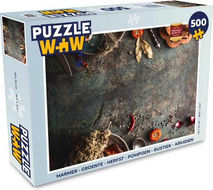 Puzzel Marmer - Groente - Herfst - Pompoen - Rustiek - Kruiden - Legpuzzel - Puzzel 500 stukjes