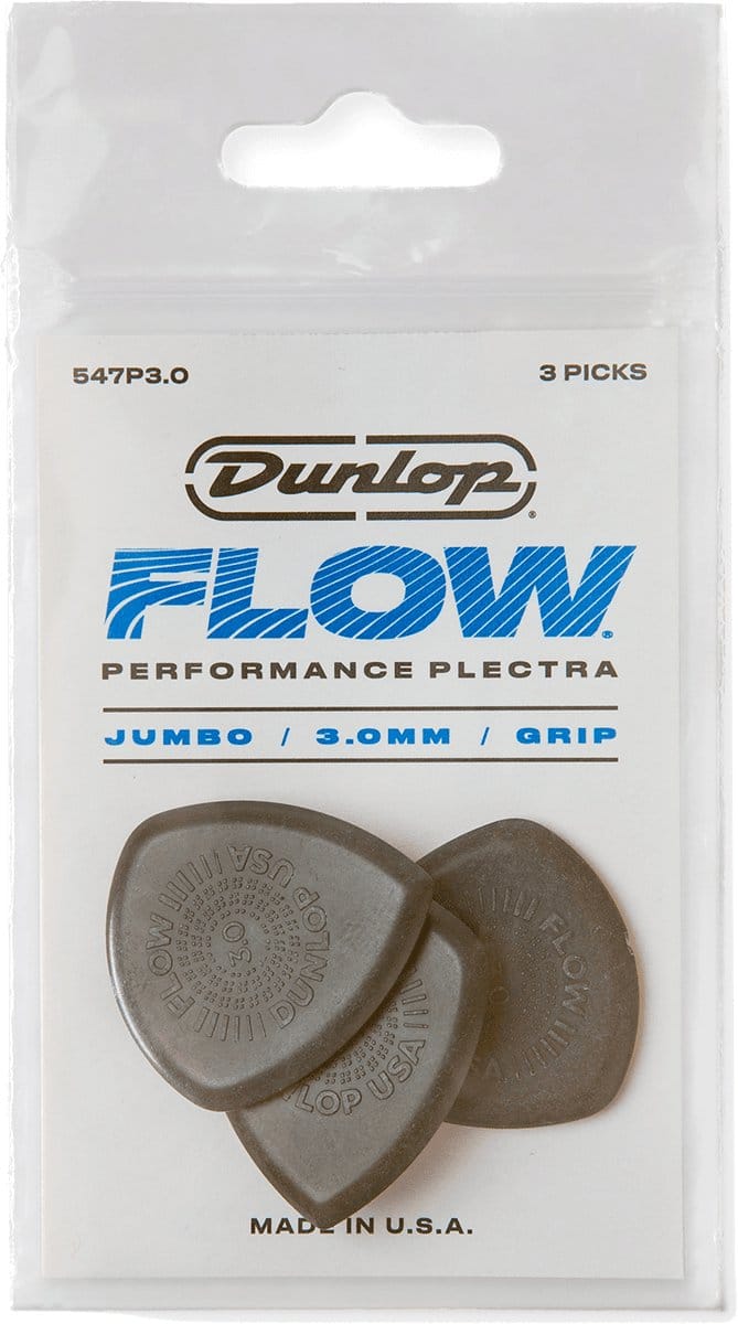 Jim Dunlop Flow - Plectrums - Jumbo Grip - Ultex 3,00 mm - Player's Pack 3 Stuks