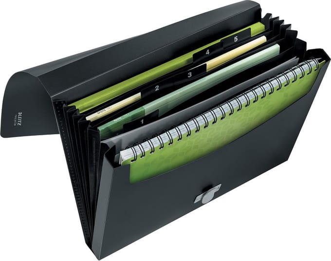 Projectmap Leitz Recycle 5-vaks PP zwart - 5 stuks