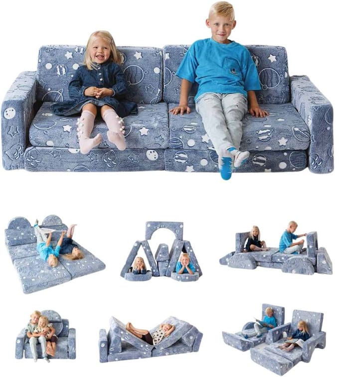 Kids Sofa Set - 10-Delig - Multifunctioneel - Ruimtebesparend - Wasbare Hoezen - Veilig en Duurzaam