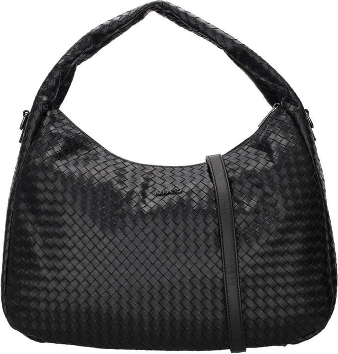 Schoudertas Dames - Lederlook Tas - Dagelijks Gebruik - Geweefd Patroon - 40 x 29 cm - Zwart