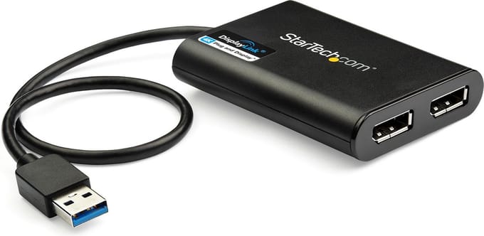 StarTech.com USB Aan Dual DisplayPort adapter - 4K 60Hz - USB 3.0 (5Gbps) - Extern Video AV / multimedia paneel - DisplayLink DL-6950 - Zwart