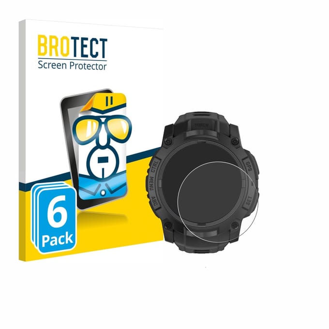 BROTECT - Screenprotector voor Garmin Instinct 3 Tactical AMOLED Edition (50 mm) - Folie Beschermfolie transparant 6 Stuks