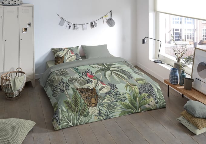 Pure dekbedovertrek jungle print - 1 persoons 140x200/220 cm - Groen - Microvezel