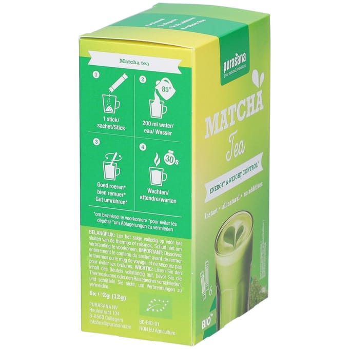 Purasana Matcha tea BIO - 6 x 2 gr